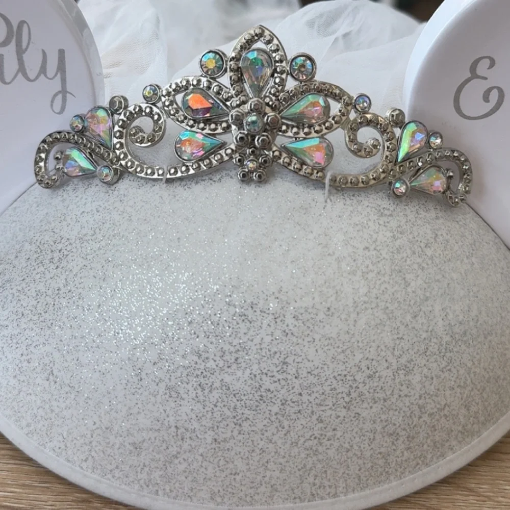 Disney Parks Minnie Mouse Happily Ever After Wedding Bride Hat Veil‎ & Headband